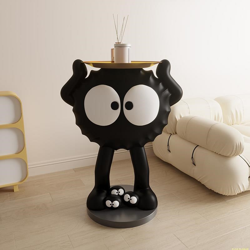 高端卡通小黑煤球大型客厅电视柜旁边沙发落地装饰X品高级搬家礼