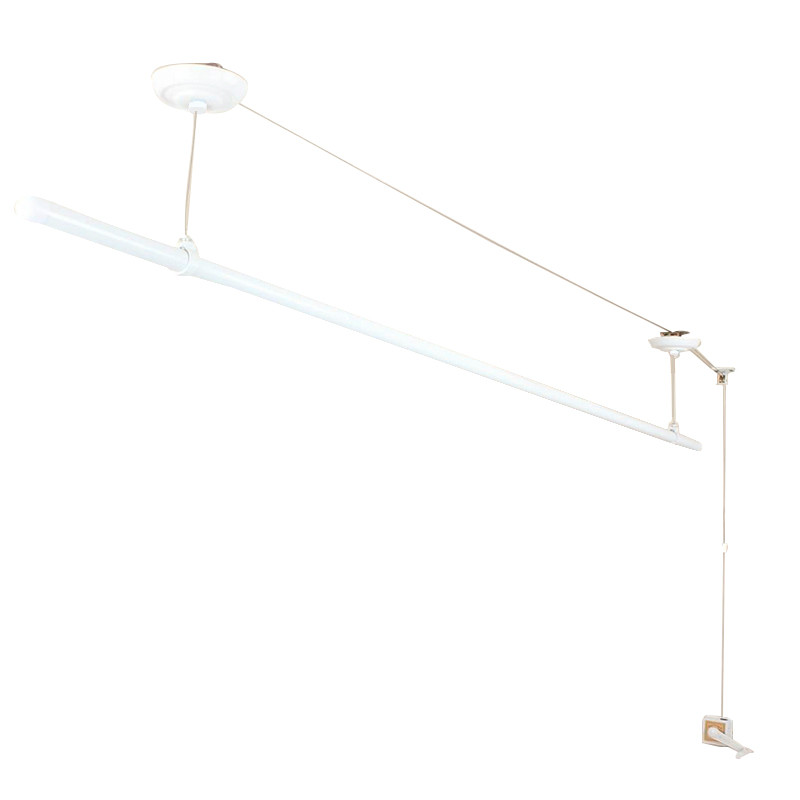 单杆晾衣架手摇升降白色晾衣架室内外晒衣架晾衣杆阳台自动晒被架