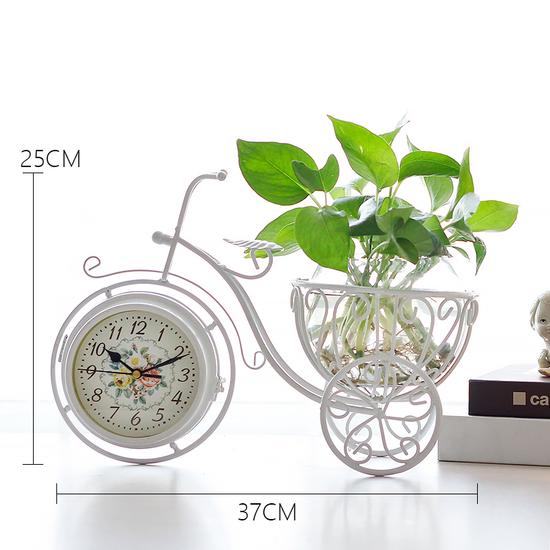 创意家用静音钟表摆件个性坐钟面小表座钟客厅台中铁艺时钟装饰