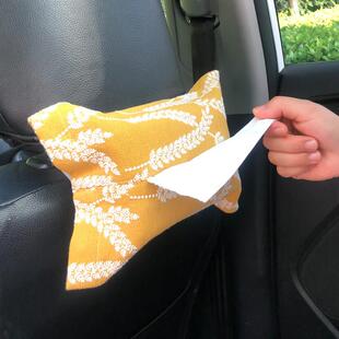 车载纸巾盒棉麻布艺遮阳板挂式车内用纸巾包扶手箱汽车椅背卫生纸