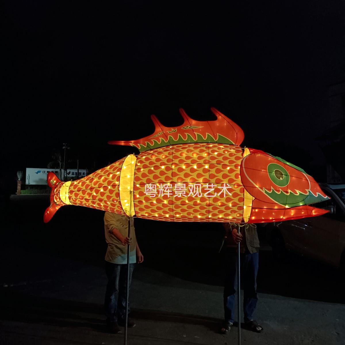 手工鱼灯龙年花灯宫灯国潮复古风锦鲤鱼金鱼手持鱼灯舞台拍摄道具