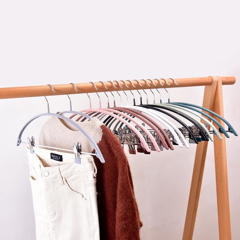 家用多功能无痕浸塑防滑衣架裤夹金属架子不锈钢挂钩晾晒裤架挂撑