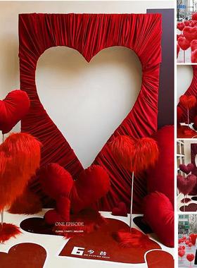 大红色情人节爱心摆件网红节日装饰置景美陈店铺商场打卡点背景墙