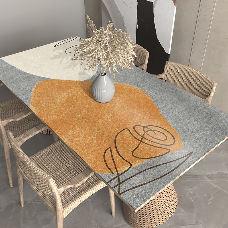 侘寂风in桌布防水防油免洗防烫c皮革桌垫长方形茶几桌布裁剪