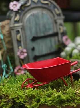 红色小推车Z杂货铁艺复古园艺架多肉装饰微景观手工工艺品