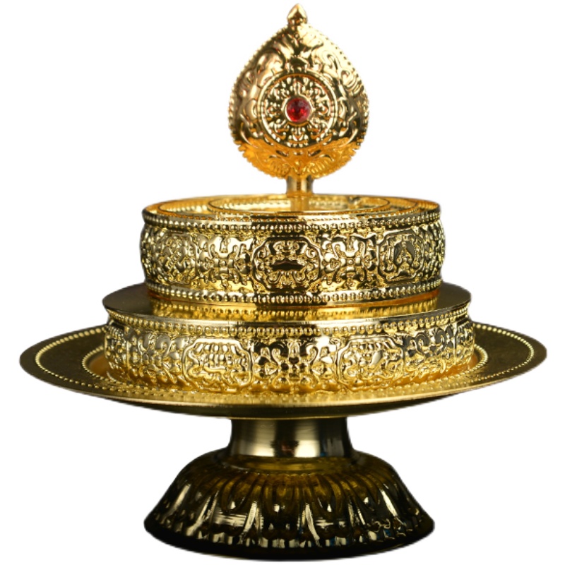 合金曼扎盘八吉祥曼茶罗修曼扎盘 修盘 曼达盘小号含托盘送宝石