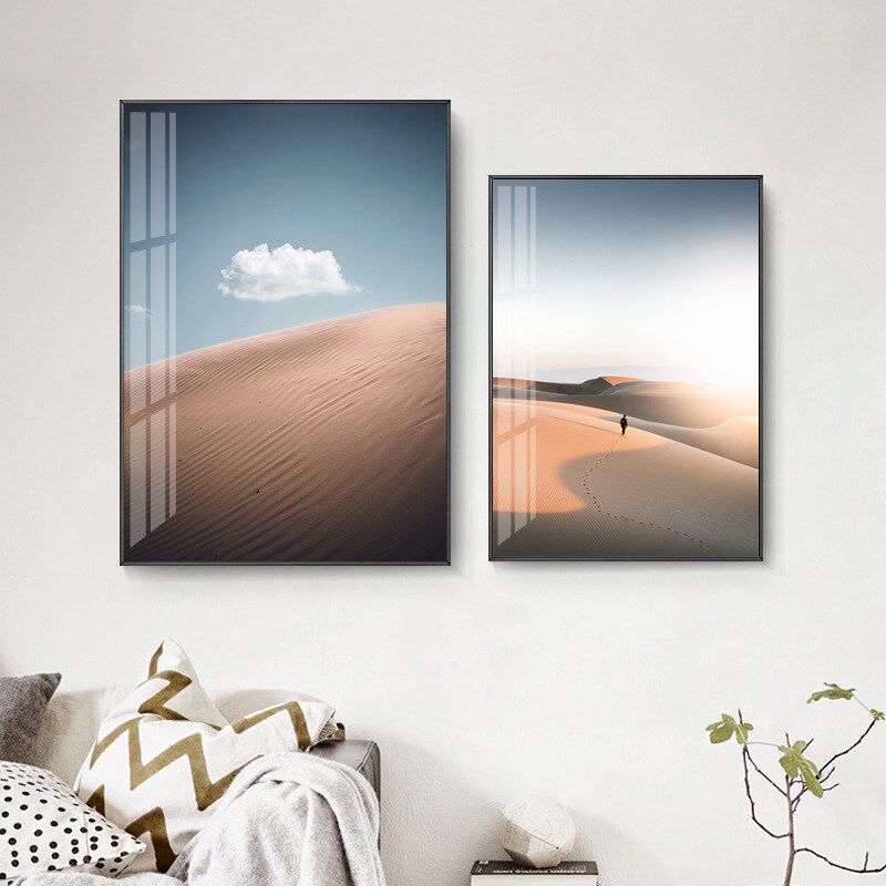 大漠风景饰画沙漠星空挂画卧室客厅沙发背景墙壁画晶瓷画