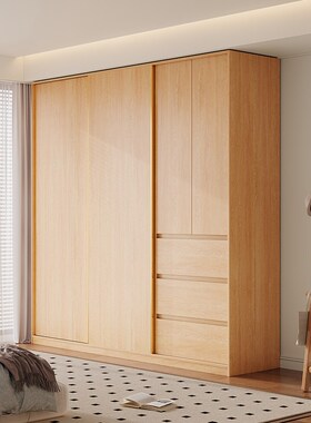 定制NF级一柜到顶实木家用卧室小户型柜子出租房推拉门衣橱