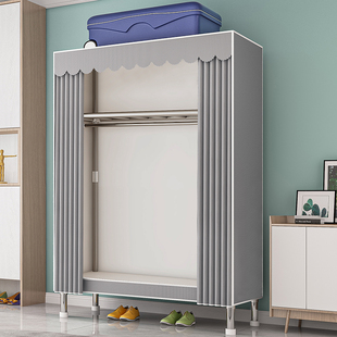 收纳挂衣橱 儿童衣柜家用卧室简易布衣柜出租房结实耐用全钢架组装