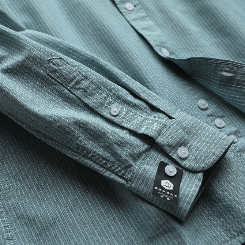 加倍亲肤舒适!男士休闲通勤百搭纯棉高支牛津纺修身长袖衬衫