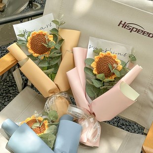 向日葵创意手工花束成品手钩花钩织钩针毛线编织花教师节礼物老师