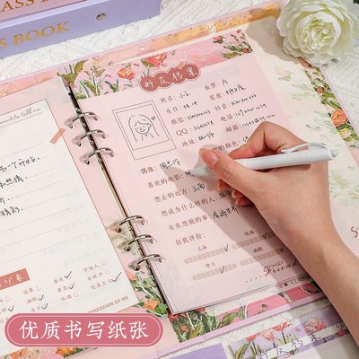 2025新款小学生六年级同学录复古油画镂空毕业纪念册留言本活页本