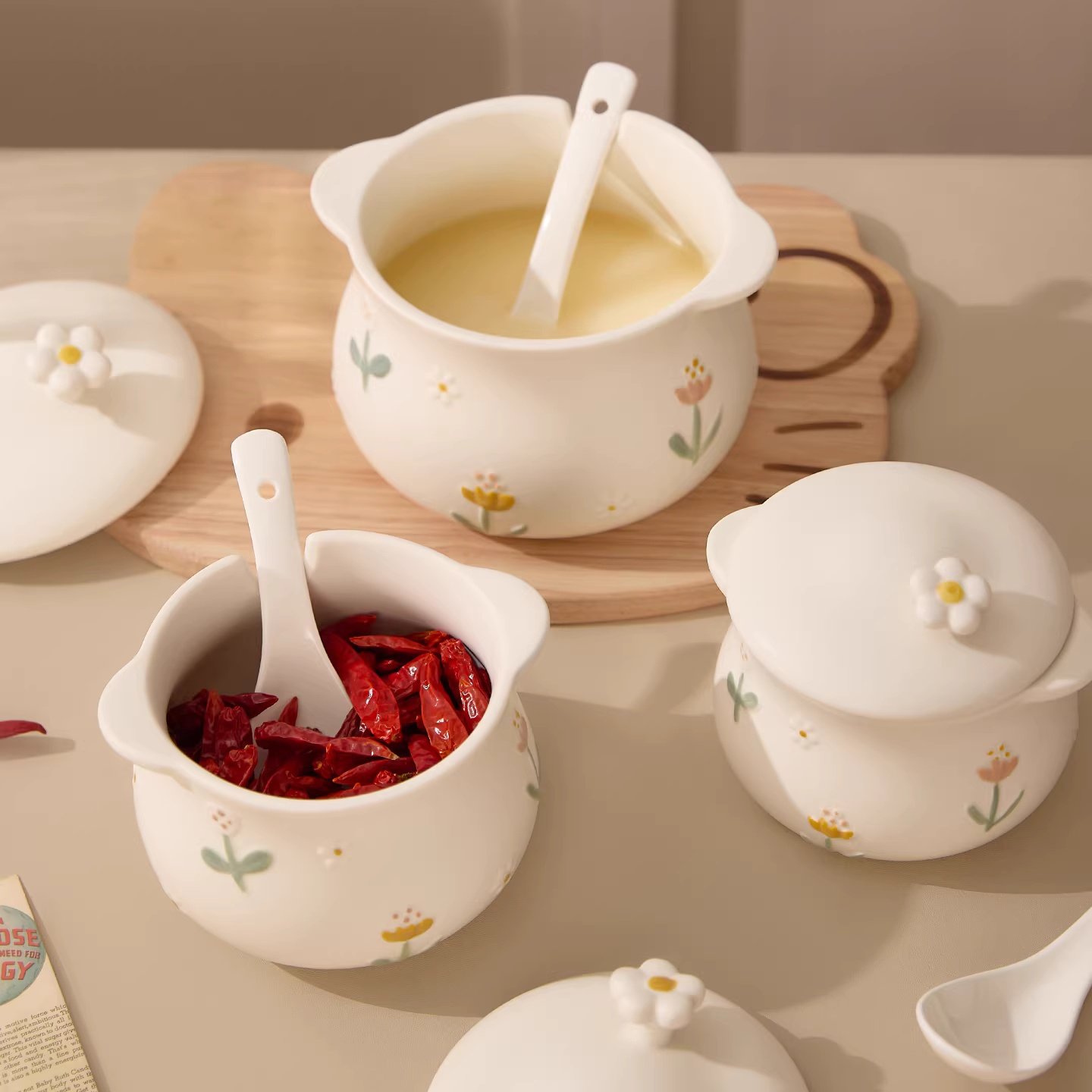 日式双耳陶瓷猪油罐带盖装油壶家用厨房油泼辣子专用辣椒调味料罐,厨房/烹饪用具,猪油罐,淘宝优惠券,粉丝福利购,淘宝优惠卷