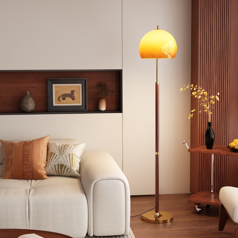 中古实木落地灯客厅沙发2024新款法式复古卧室氛围高级感落地台灯