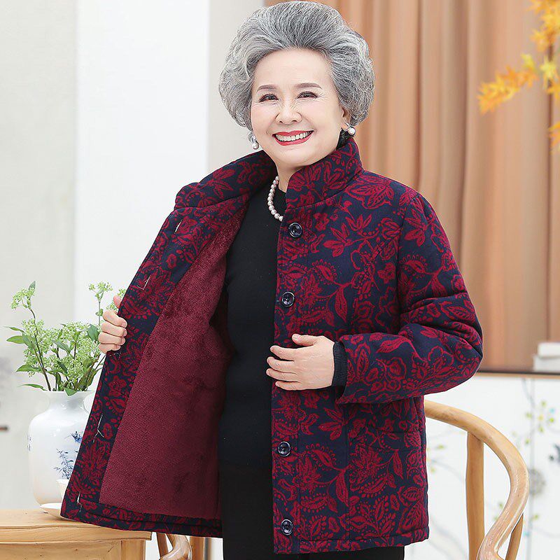 80岁老年人老年女装妈妈奶奶老人冬装外套加厚棉服老太太棉袄女款