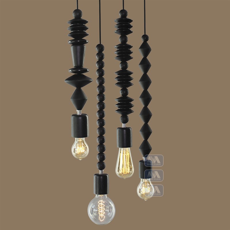 美式乡村个性日式咖啡餐厅酒吧台卧室床头装饰木艺串珠吊灯