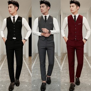 西裤 马甲衬衫 工作服男士 三件套夜店酒吧餐厅足浴KTV服务员职业装