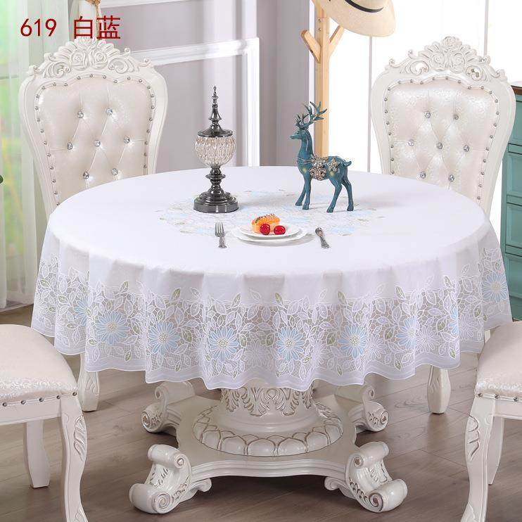 好多家PVC圆桌布防水免洗欧式圆形桌布加大 烫金色家用圆餐桌台布