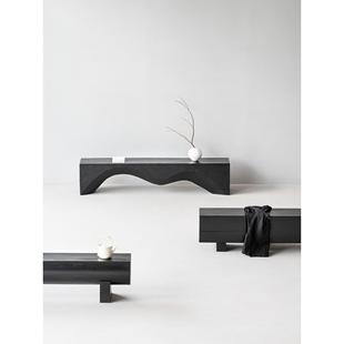 凳餐桌椅 长凳实木凳家庭卧室床尾凳碳化换鞋 三几个Wabi Sabi风格