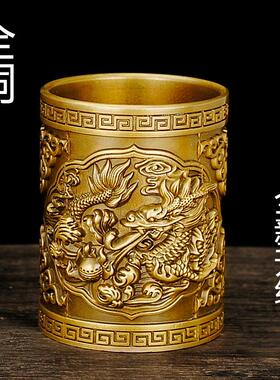 笔筒纯铜摆件龙马鹰办公室桌面书房客厅送礼创意装饰品摆设烟灰缸