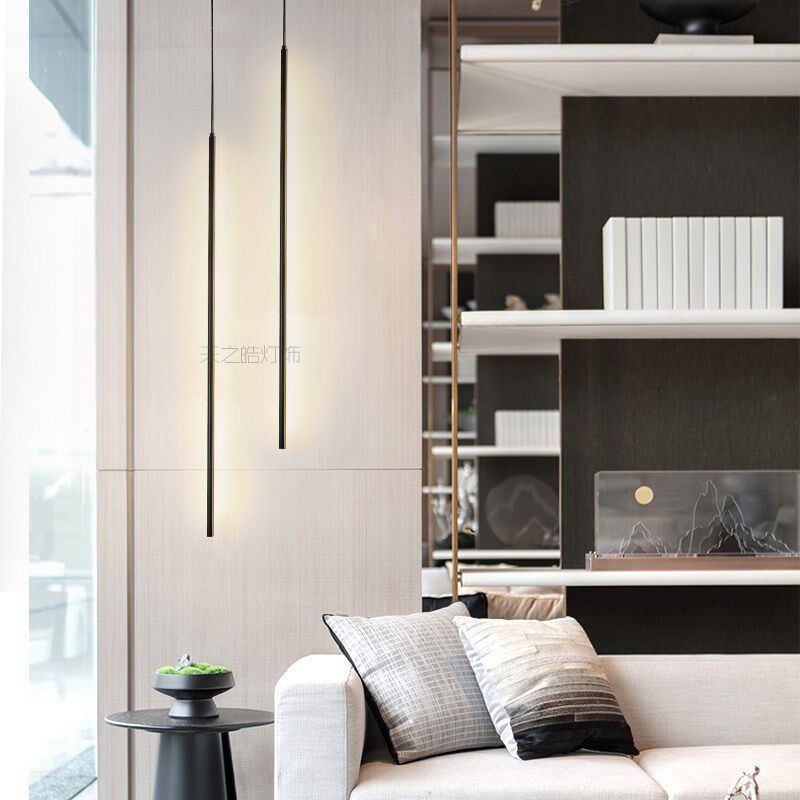 复刻版意大利极简细长条吊灯客厅卧室床头设计师酒店别墅圆柱吊灯