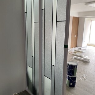 定制艺术玻璃钢化磨砂底玄关屏风亮底肌理雕刻无色极简风