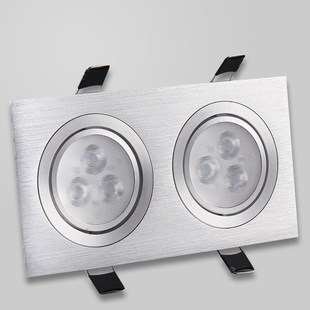 双头射灯LED格栅双筒长方形筒灯过道天花斗胆灯嵌入式豆胆灯10X20