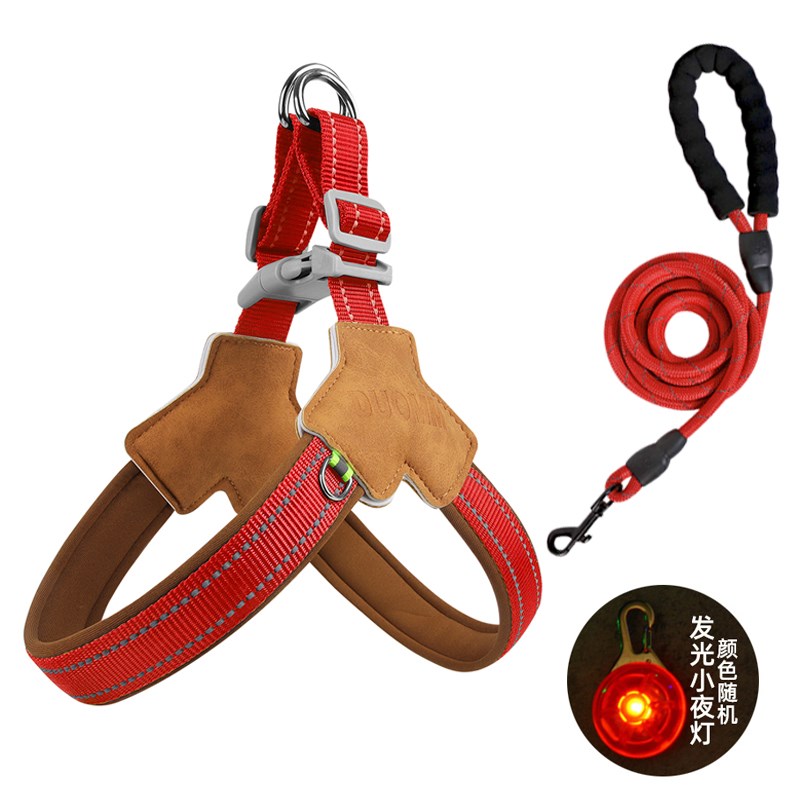 狗狗牵引绳中大型犬边牧柯基牵狗绳胸背带遛狗牵狗绳狗链子夏天用