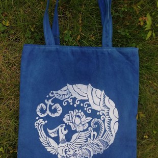 蜡染手提袋定制购物袋帆布袋布袋活动伴手礼纯手工植物蓝染非遗工