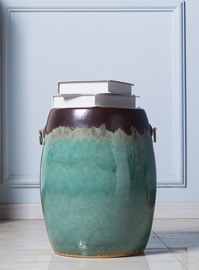 创意复古陶瓷鼓凳摆件家居客厅卧室落地摆设凳子软装饰品乔迁礼物