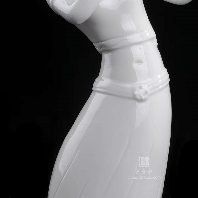 德化白瓷人物美女拉小提琴 青春之歌家居办公装饰工艺品摆件礼品