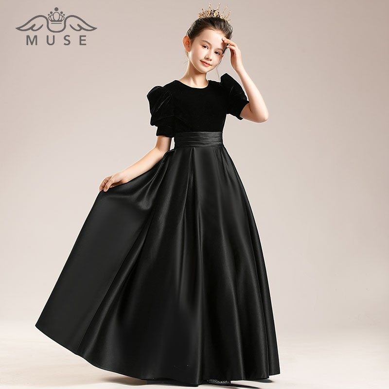 黑色女童晚礼服公主裙主持人礼服秋冬小提琴音乐团演出钢琴演奏服,童装/婴儿装/亲子装,儿童礼服,淘宝优惠券,粉丝福利购,淘宝优惠卷