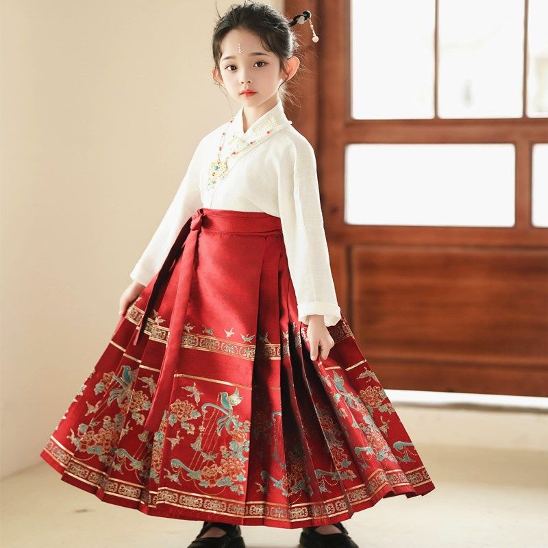 马面裙女童2024年新款春款夏季女大童古风国风新中式汉服明制套装