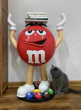 卡通mm豆玻璃纤维雕塑网红潮摆m豆人公仔大摆件门厅商场落地装饰