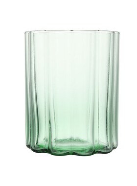 雪浅中古玻璃杯 花轮杯绿色琥珀色彩杯子 中古杯子酒杯洋酒啤酒杯