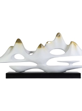 新中式招财金山云山玄关客厅桌面轻奢禅意摆件手工彩绘装饰品电视