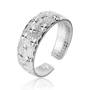 源头厂家白铜手镯满天星沙面宽面s999镀银手环送妈妈情人一件代发