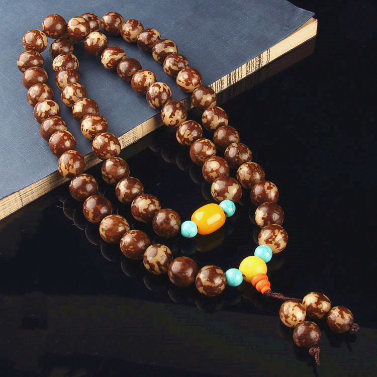 花菩提54颗佛珠项链 25mm花菩提根西瓜菩提大手串 花根108佛珠