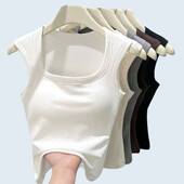 圆领吊带背心女内搭外穿带胸垫一体百搭美背抹胸打底上衣