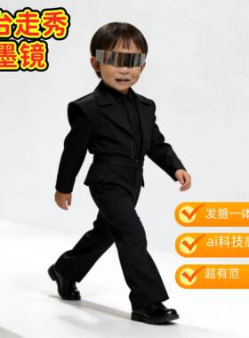 科技感AI眼镜太阳镜网红蹦迪聚会未来感一体式墨镜儿童男女潮墨镜