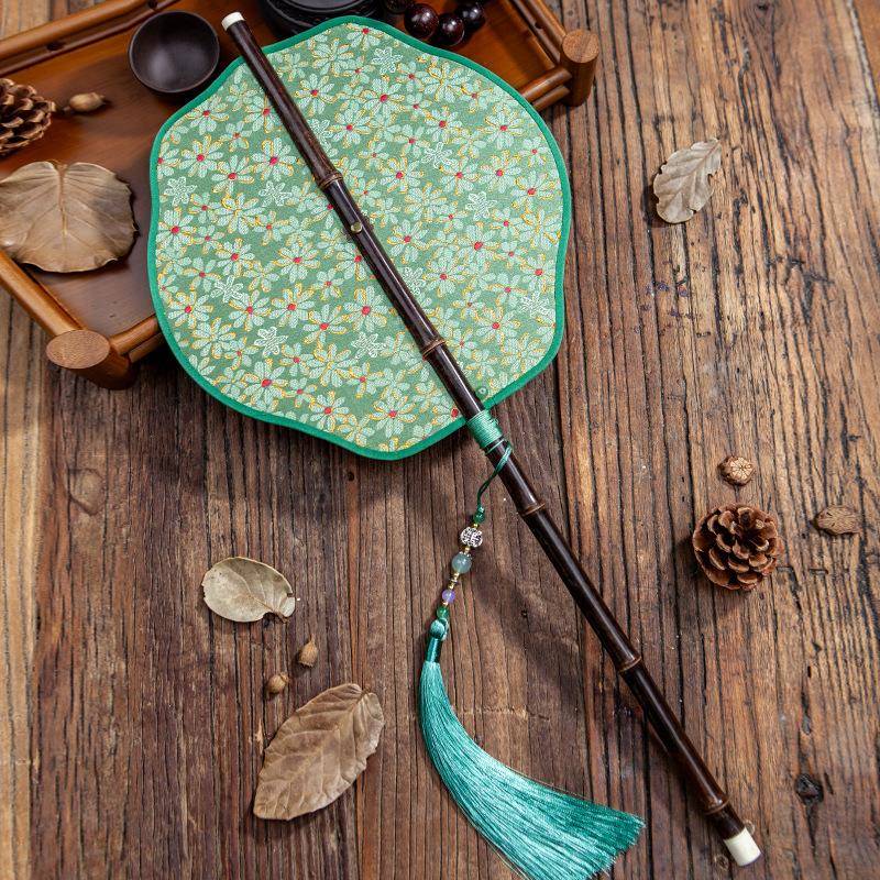 腰扇可卷扇子团扇长柄古风女仙气夏天凉快耐用古典汉服旗袍舞蹈扇