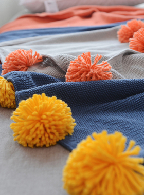 多功能毯子休闲针织毯流苏撞色毛线沙发搭巾盖毯床上搭毯北欧装饰