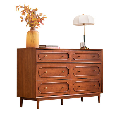 和年美家复古实木六斗柜储物柜卧室客厅玄关收纳抽屉柜小户型柜子