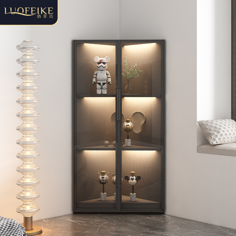 角柜转角柜家用客厅墙角三角形展示柜轻奢卧室带锁角落模型柜书柜