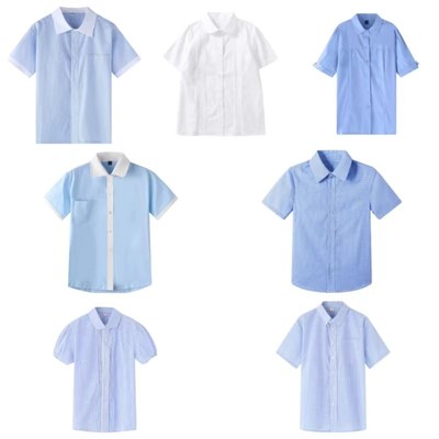亚伯达校园小学生初中生校服夏季透气舒适男女童短袖衬衫校服通用