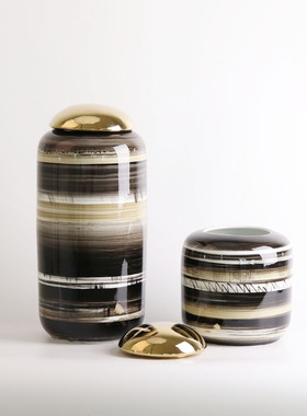 新中式陶瓷储物罐摆件样板间别墅客厅玄关电视柜茶几摆设软装饰品