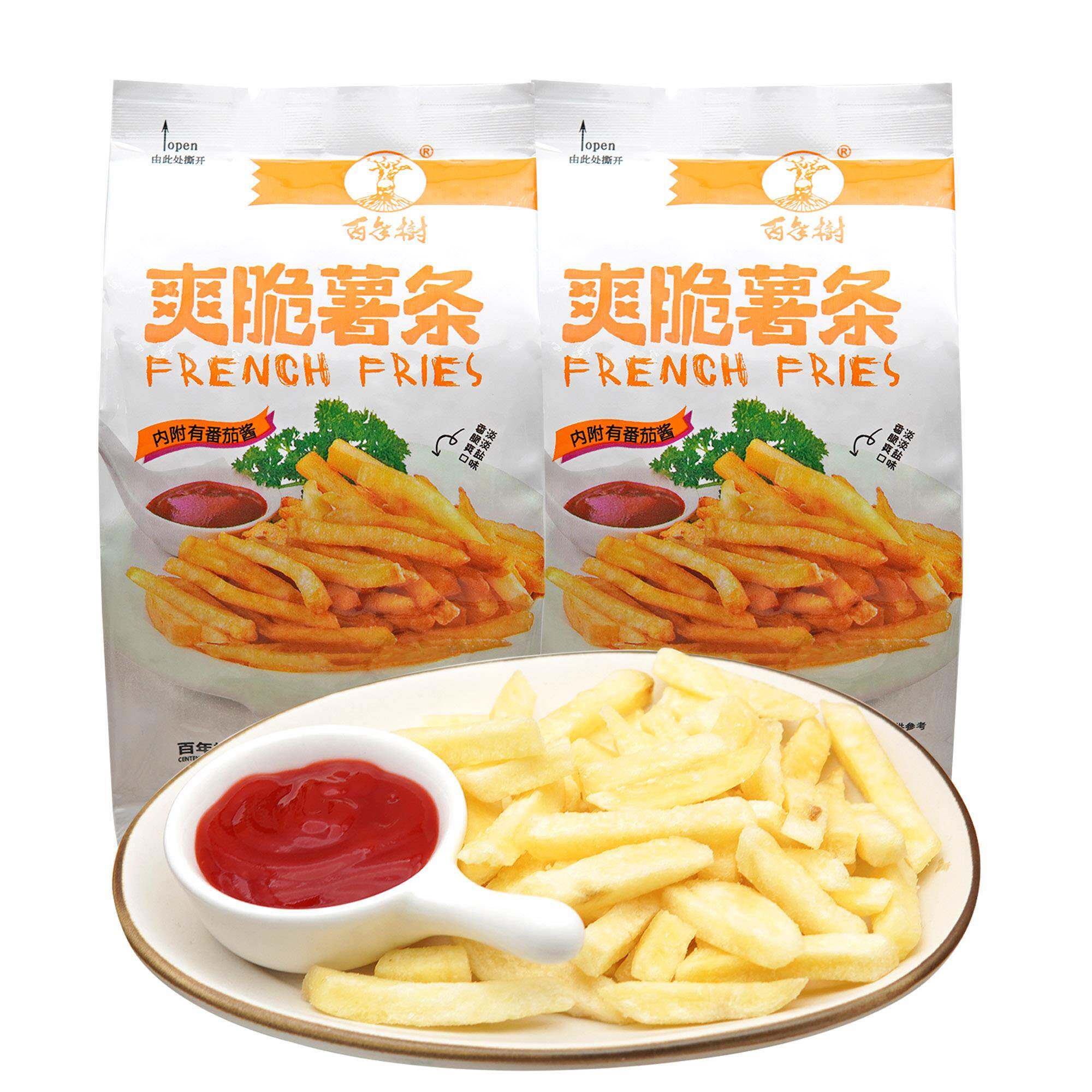 正宗薯条零食百年树爽脆薯条内附番茄酱土豆条马铃薯条独立小包装