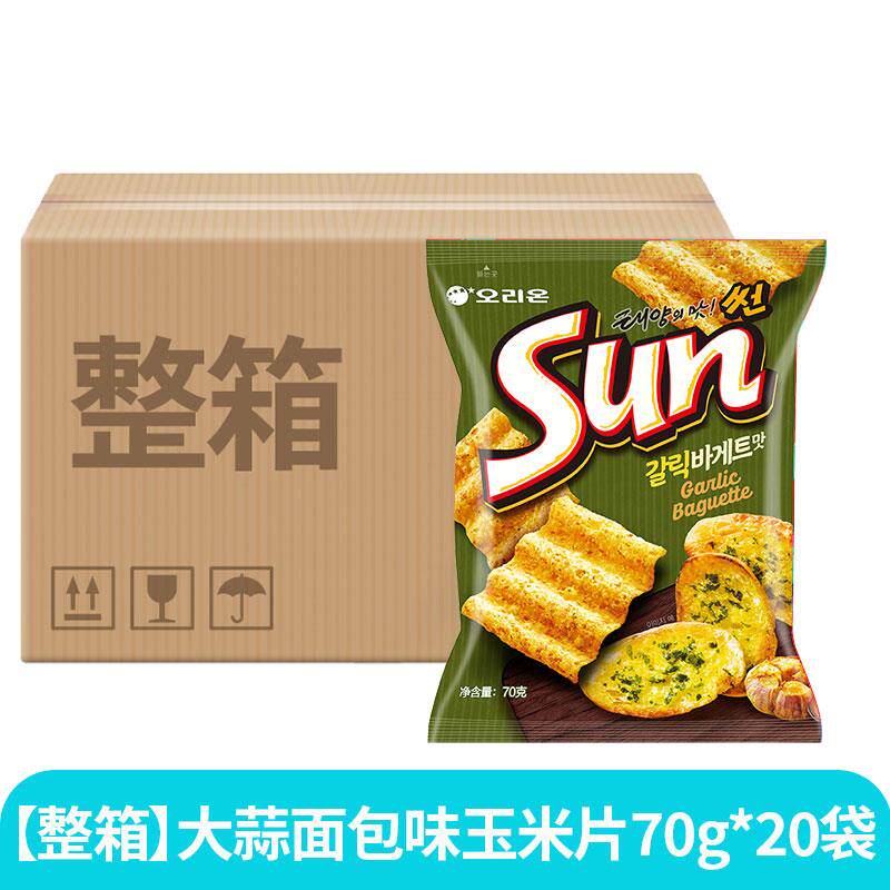 正宗玉米片韩国好丽友太阳玉米片sun辣味蒜香大蒜味薯片零食便利