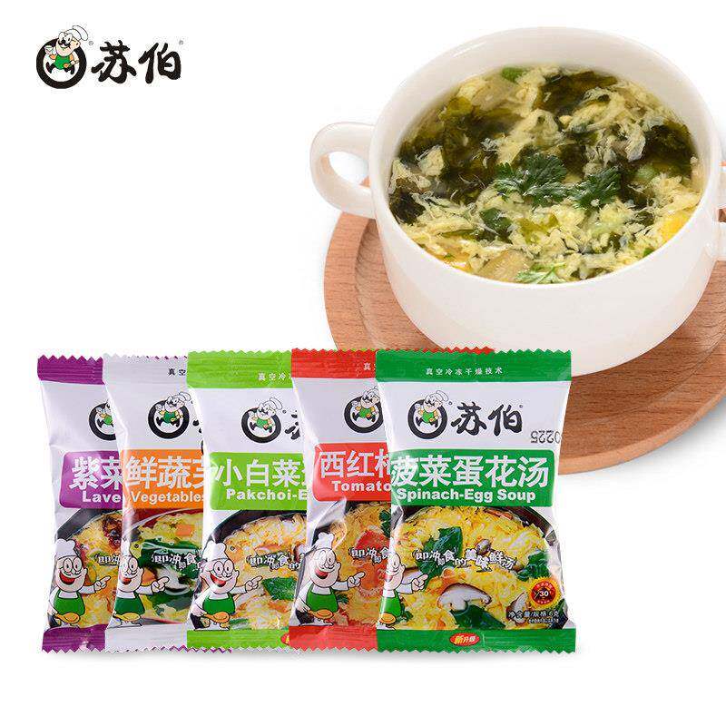 正宗速食紫菜蛋花汤苏伯速食汤6g×100袋速溶蛋花菠菜紫菜番茄芙