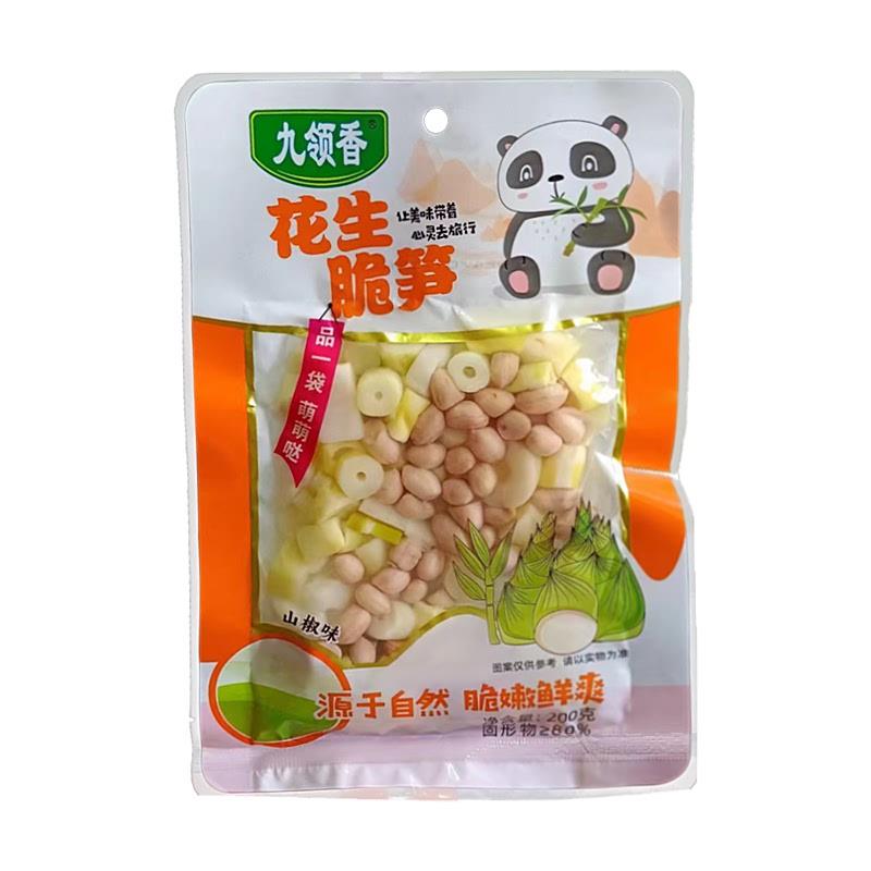 新货九领香花生脆笋200g下饭菜即食泡椒味脆笋尖开味菜竹笋花生米